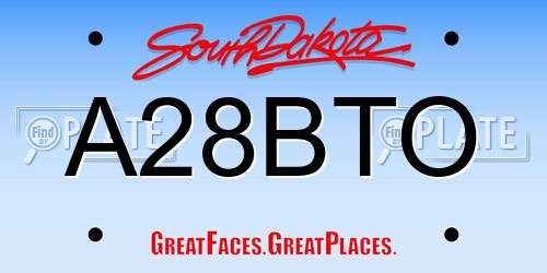 A28BTO South Dakota License Plate