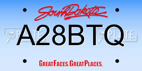 A28BTQ South Dakota License Plate