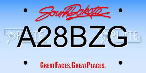 A28BZG South Dakota License Plate