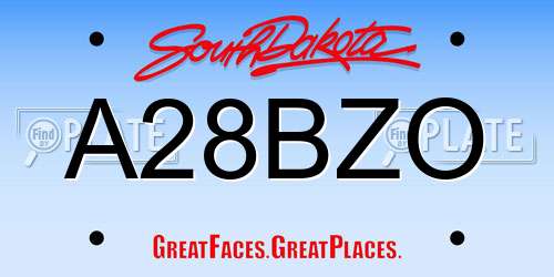 A28BZO South Dakota License Plate