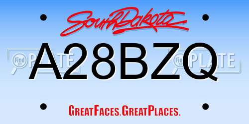 A28BZQ South Dakota License Plate