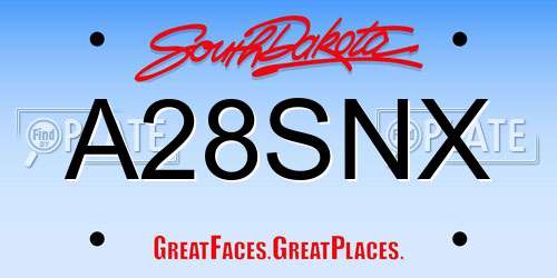 A28SNX South Dakota License Plate