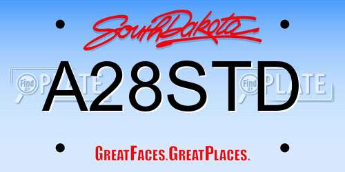A28STD South Dakota License Plate