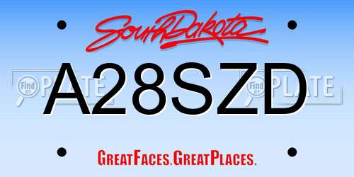 A28SZD South Dakota License Plate