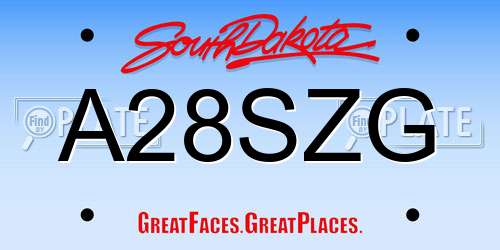 A28SZG South Dakota License Plate