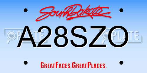 A28SZO South Dakota License Plate