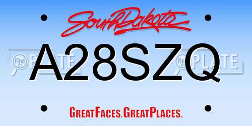 A28SZQ South Dakota License Plate