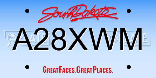 A28XWM South Dakota License Plate