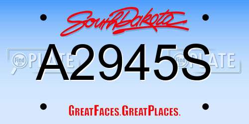 A2945S South Dakota License Plate