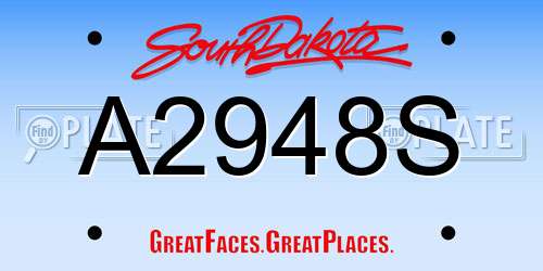 A2948S South Dakota License Plate