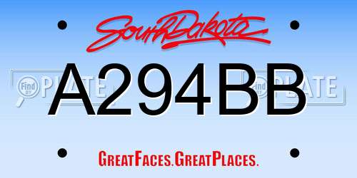 A294BB South Dakota License Plate
