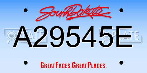 A29545E South Dakota License Plate