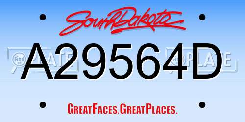 A29564D South Dakota License Plate