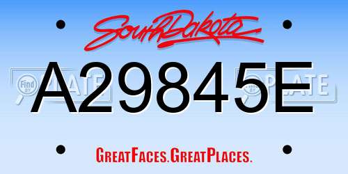 A29845E South Dakota License Plate