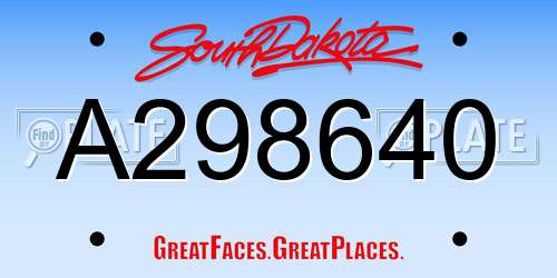 A298640 South Dakota License Plate
