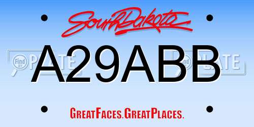 A29ABB South Dakota License Plate