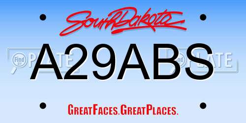 A29ABS South Dakota License Plate