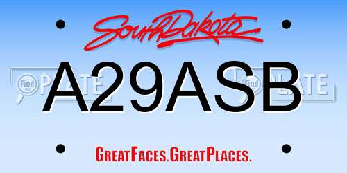 A29ASB South Dakota License Plate