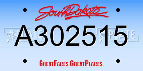 A302515 South Dakota License Plate