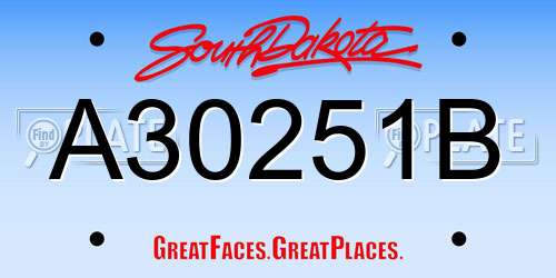 A30251B South Dakota License Plate