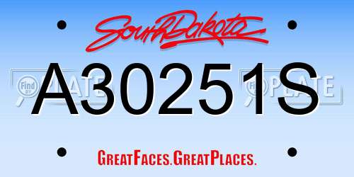 A30251S South Dakota License Plate