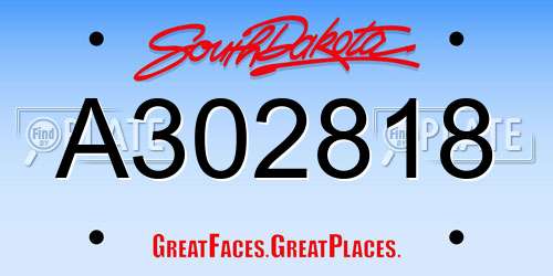A302818 South Dakota License Plate