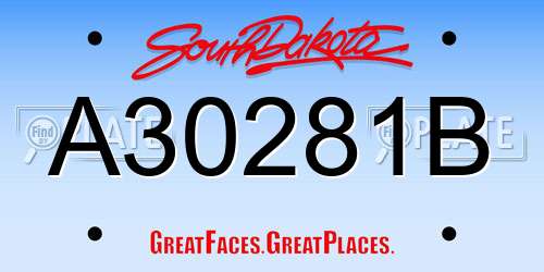 A30281B South Dakota License Plate