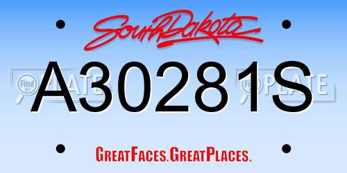 A30281S South Dakota License Plate
