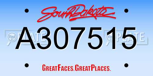A307515 South Dakota License Plate
