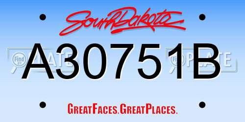 A30751B South Dakota License Plate