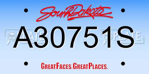 A30751S South Dakota License Plate