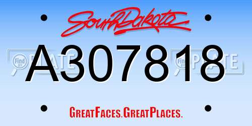 A307818 South Dakota License Plate