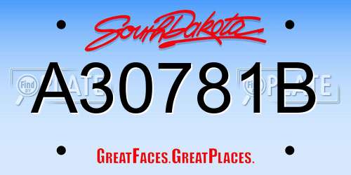 A30781B South Dakota License Plate