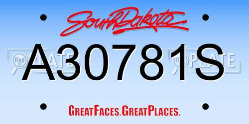 A30781S South Dakota License Plate