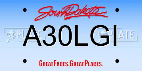 A30LGI South Dakota License Plate