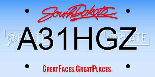 A31HGZ South Dakota License Plate