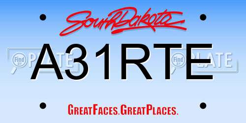 A31RTE South Dakota License Plate