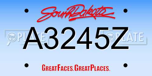 A3245Z South Dakota License Plate