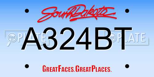 A324BT South Dakota License Plate