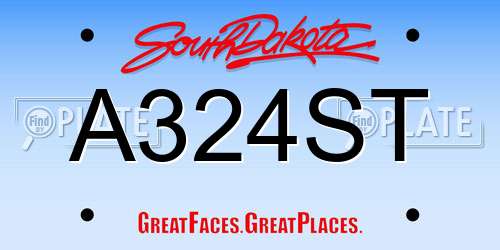 A324ST South Dakota License Plate