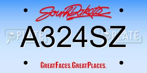 A324SZ South Dakota License Plate