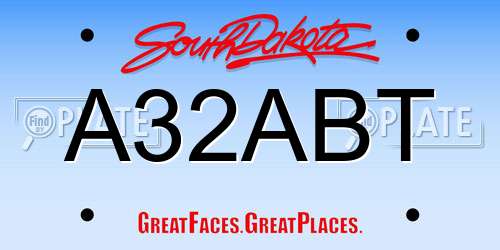 A32ABT South Dakota License Plate
