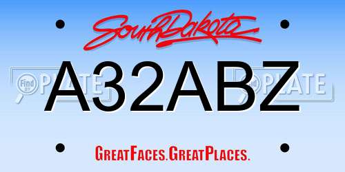 A32ABZ South Dakota License Plate