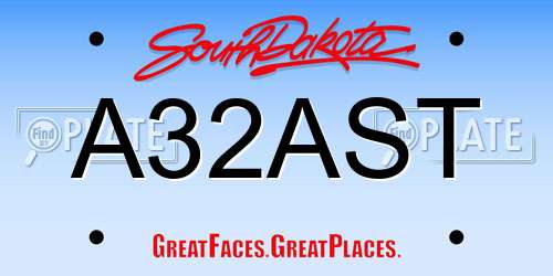 A32AST South Dakota License Plate