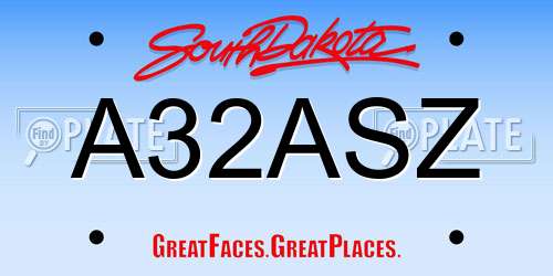 A32ASZ South Dakota License Plate