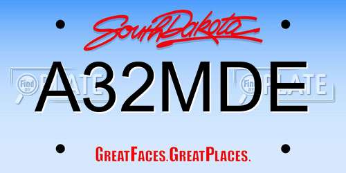 A32MDE South Dakota License Plate