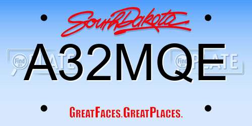 A32MQE South Dakota License Plate