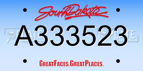 A333523 South Dakota License Plate