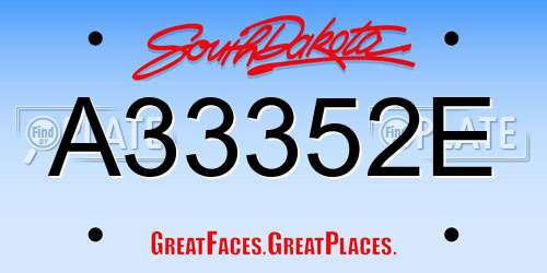 A33352E South Dakota License Plate