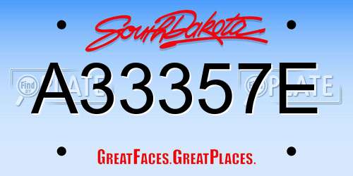 A33357E South Dakota License Plate